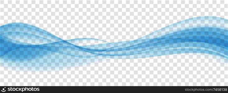 Abstract Blue Wave on transparent background. Vector Illustration. EPS10. Abstract Blue Wave on Background. Vector Illustration