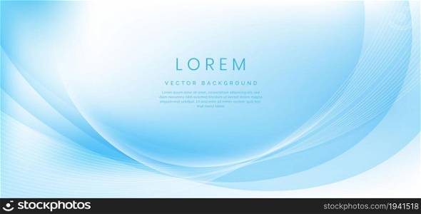 Abstract blue wavy and curved line overlapping background with copy space for text. You can use for ad, poster, template, business presentation. Vector illustration