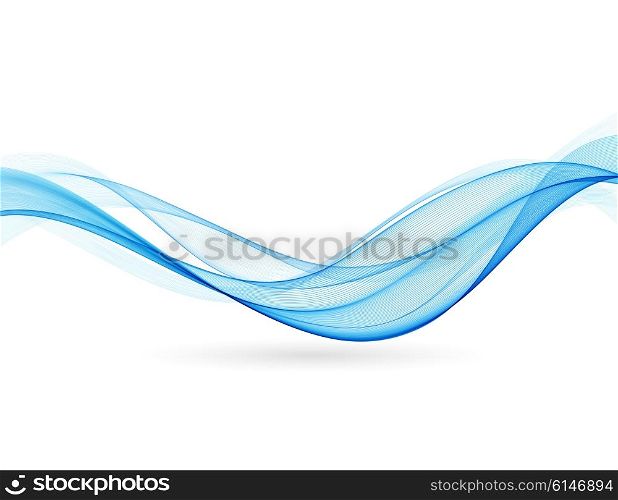 Abstract blue wavy lines. Colorful blue wave vector background. Brochure or website design.