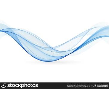 Abstract blue wavy lines. Colorful blue wave vector background. Brochure or website design.