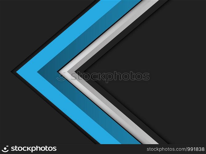 Abstract blue white arrow 3D direction on dark grey blank space design modern futuristic background vector illustration.