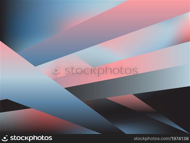 Abstract blur fluid shapes, polygonal triangle lines geometric pattern trendy background. Retro gradient texture graphic design vector Template Copy space Layout Flyer Banner Cover Black pink blue