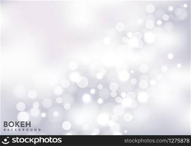 Abstract blured silver bokeh background sparkling lights effect. Vector illustration