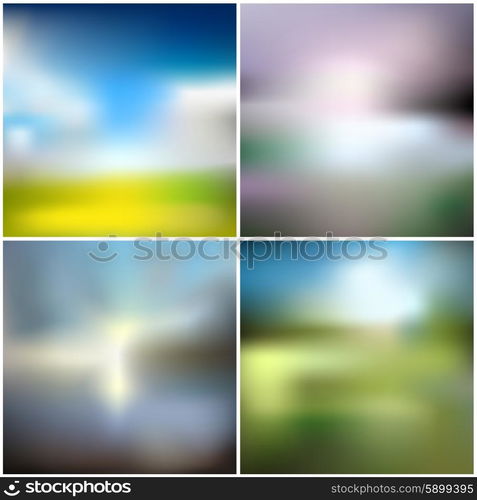 Abstract blurred backgrounds set, abstract templates vector.