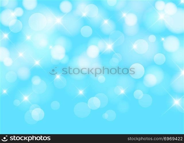 Abstract blurred blue sky background with bokeh lighting effect. Vector illustration
