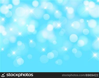 Abstract blurred blue sky background with bokeh lighting effect. Vector illustration