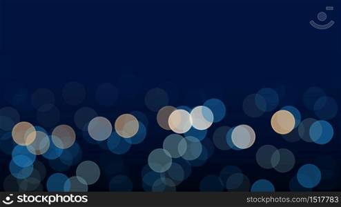 Abstract blurred bokeh light on dark blue background, vector illustration