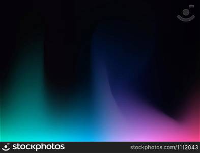 Abstract blurred gradient mesh on black background in bright colors with space for your text. Colorful smooth. You can use for wallpaper, banner web, poster, print ad, etc. Vector illustration