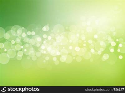 Abstract blurred soft focus bokeh of bright green color background concept, copy space, Vector illustration