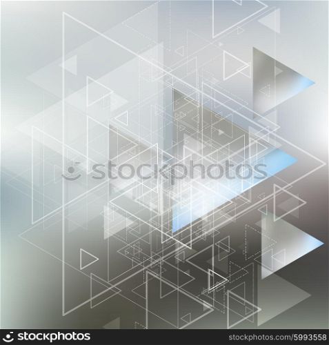 Abstract blurred vector background with triangles, lines and dots.