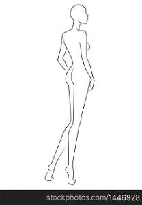 Abstract body of charming lady, black isolated on the white background, hand drawing outline