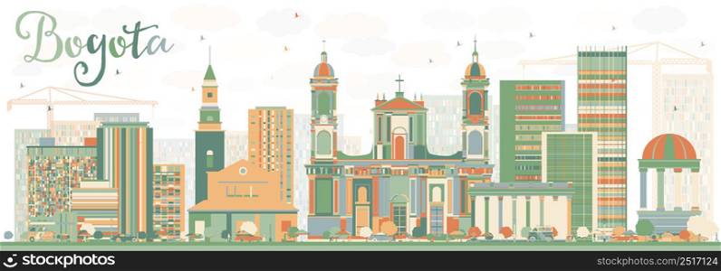 Abstract Bogota Skyline with Color Buildings. Vector Illustration. Business Travel and Tourism Concept with Historic Buildings. Image for Presentation Banner Placard and Web Site.