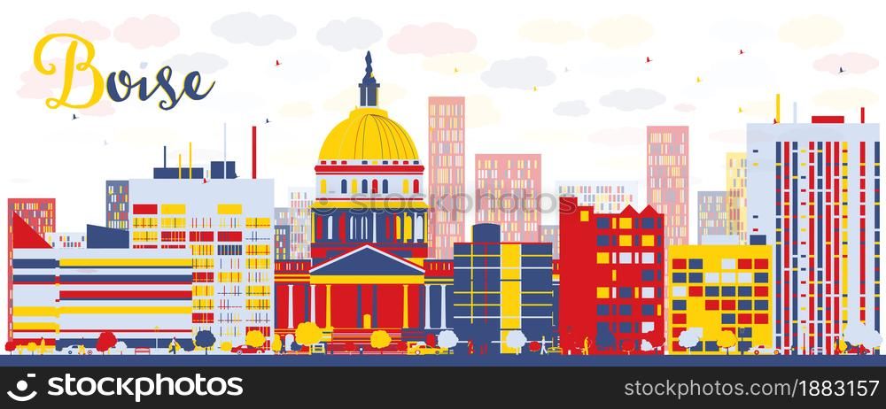 Abstract Boise Skyline with color Buildings. Vector Illustration