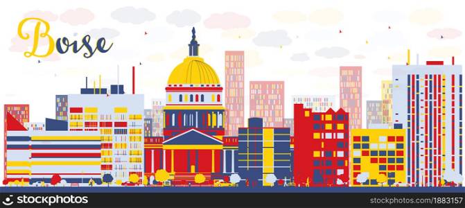 Abstract Boise Skyline with color Buildings. Vector Illustration