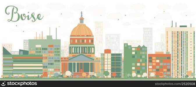 Abstract Boise Skyline with Color Buildings. Vector Illustration. Business Travel and Tourism Concept with Modern Architecture. Image for Presentation Banner Placard and Web Site