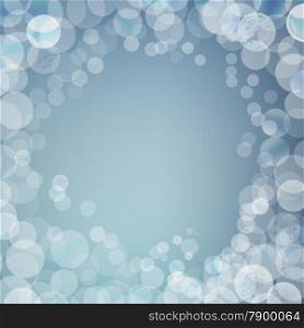 Abstract bokeh sparkles frame on gray blurred background