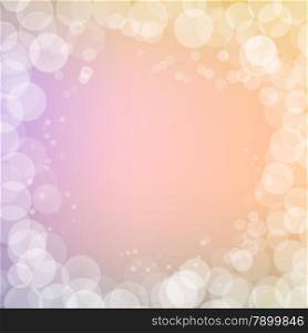 Abstract bokeh sparkles frame on pink blurred background