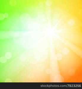 Abstract bokeh sparkles on green and yellow blurred background