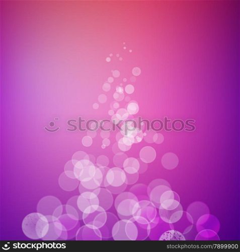 Abstract bokeh sparkles pyramid on purple blurred background
