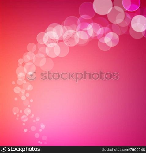 Abstract bokeh sparkles swirl on pink blurred background