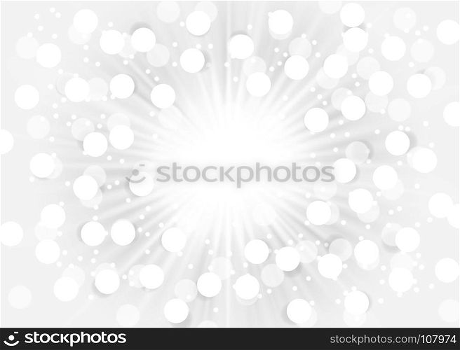 Abstract bokeh sunburst on white background. Abstract bokeh sunburst and lights on the white background, vector illustration
