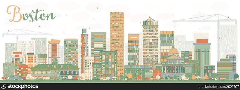 Abstract Boston Skyline with Color Buildings. Vector Illustration. Business Travel and Tourism Concept with Modern Buildings. Image for Presentation Banner Placard and Web Site.