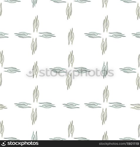 Abstract botanical line shapes seamless pattern isolated on white background. Nature wallpaper. Design for fabric, textile print, wrapping, cover. Vector illustration.. Abstract botanical line shapes seamless pattern isolated on white background.