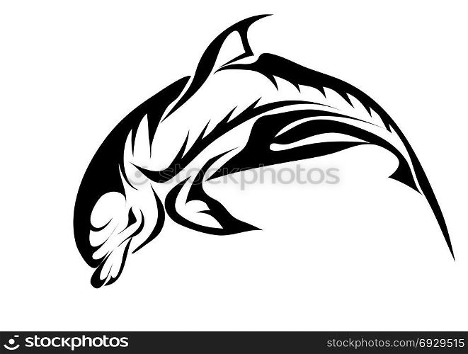 abstract bottlenose dolphin. silhouette of animal isolated on white