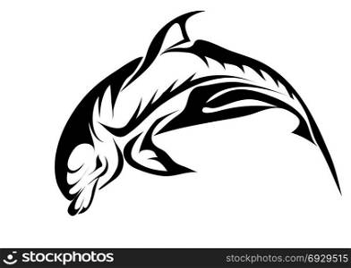 abstract bottlenose dolphin. silhouette of animal isolated on white
