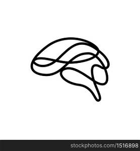 Abstract brain made of line art as creative idea symbol. Icon design, vector illustration isolated on white background.