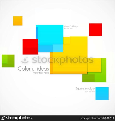 Abstract bright background with colorful paper squares