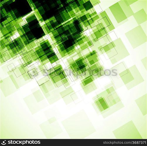 Abstract bright background with green squares. Colorful illustration