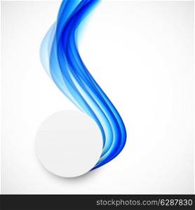Abstract bright background with paper circles and blue wave
