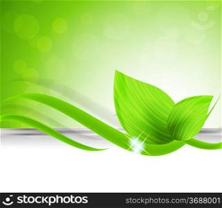 Abstract bright floral background with green leaves
