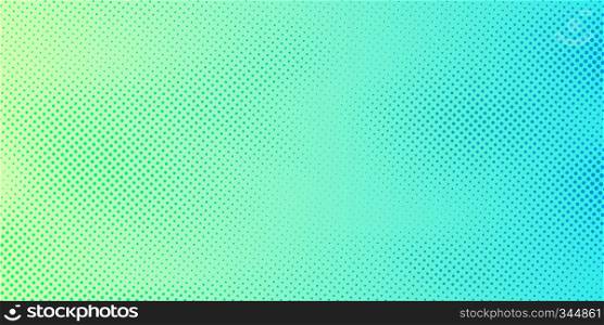 Abstract bright green and blue gradient color background with halftone pattern texture. Creative cover design template. Vector illustration