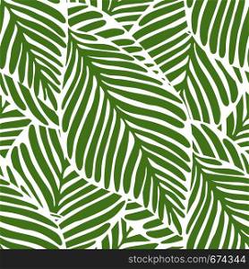 Abstract bright green leaf seamless pattern. Exotic plant. Tropical pattern, palm leaves seamless vector floral background.. Abstract bright green leaf seamless pattern. Exotic plant.