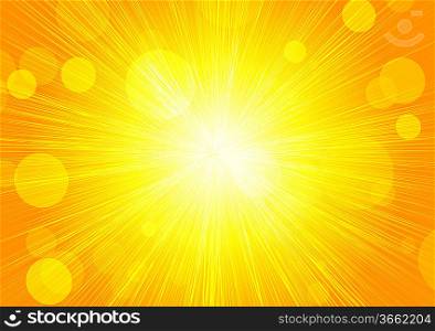 Abstract bright orange background with circles and rays