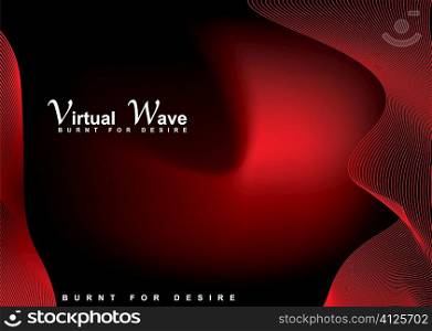 Abstract bright red background with flowing lines and copy space