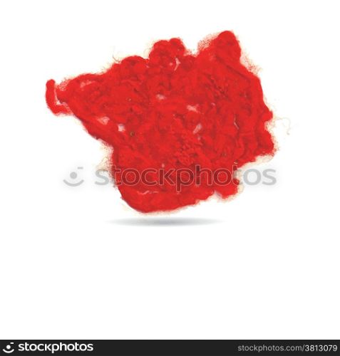Abstract bright red banner. Speech bubble from sheep wool. Vector illustration for web background, flyer or other design