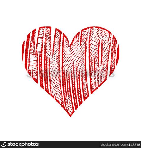 Abstract bright red vector heart on white background