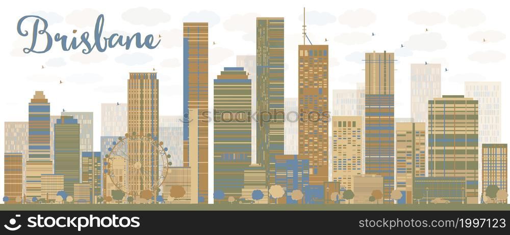 Abstract Brisbane skyline with color buildings. Vector illustration