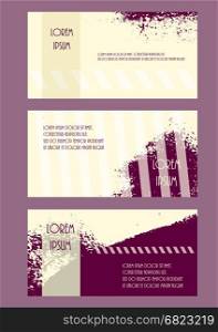 Abstract brochure headpage templates. Flyer grunge style texture purple yellow set. Promotion booklet vector illustration. horizontal cover leaflet collection.