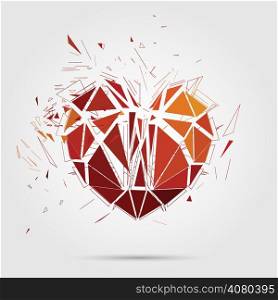 Abstract broken heart. 3d Vector concept illustration.