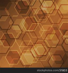Abstract brown gradient background with hexagon, stock vector