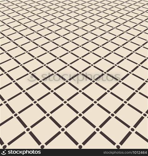 Abstract brown square with circle joint pattern floor on light brown perspective background. Vector illustration