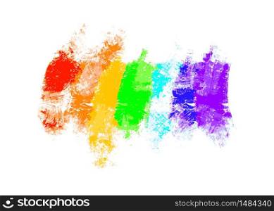 Abstract brush strokes paint with texture in rainbow colours on white. Abstract brush strokes paint with texture in rainbow colours isolated on white