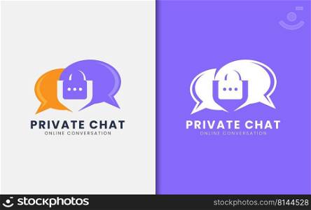 Abstract Bubble Chat Combined with Private Padlock Logo Design. Modern Logo Design Illustration. Graphic Design Element.