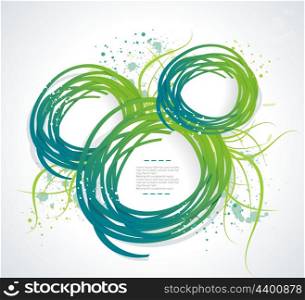 Abstract bubble from a ribbon with green grass, vector illustration.