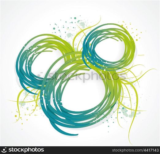 Abstract bubble from a ribbon with green grass, vector illustration.