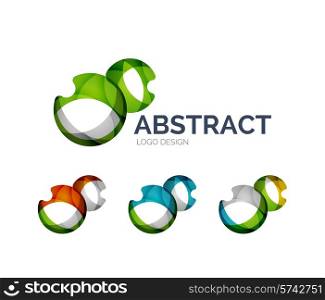 Abstract bubbles logo design made of color pieces - various geometric shapes